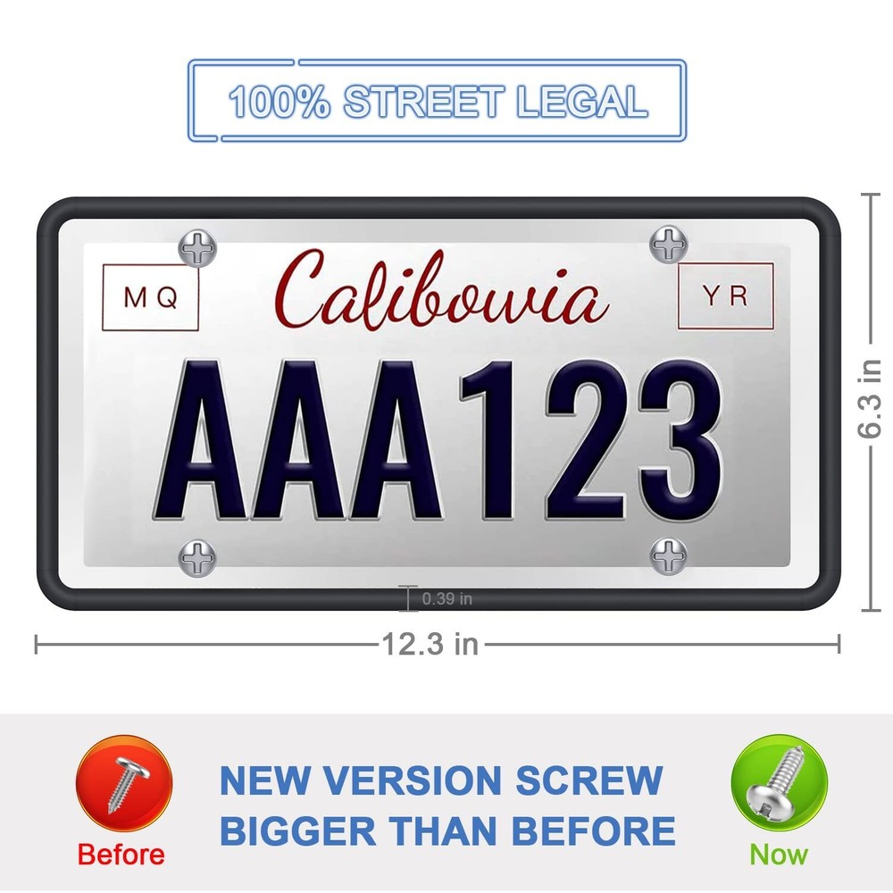 2 Pack Silicone License Plate Frame - Rust Proof & Weather Proof - Black
