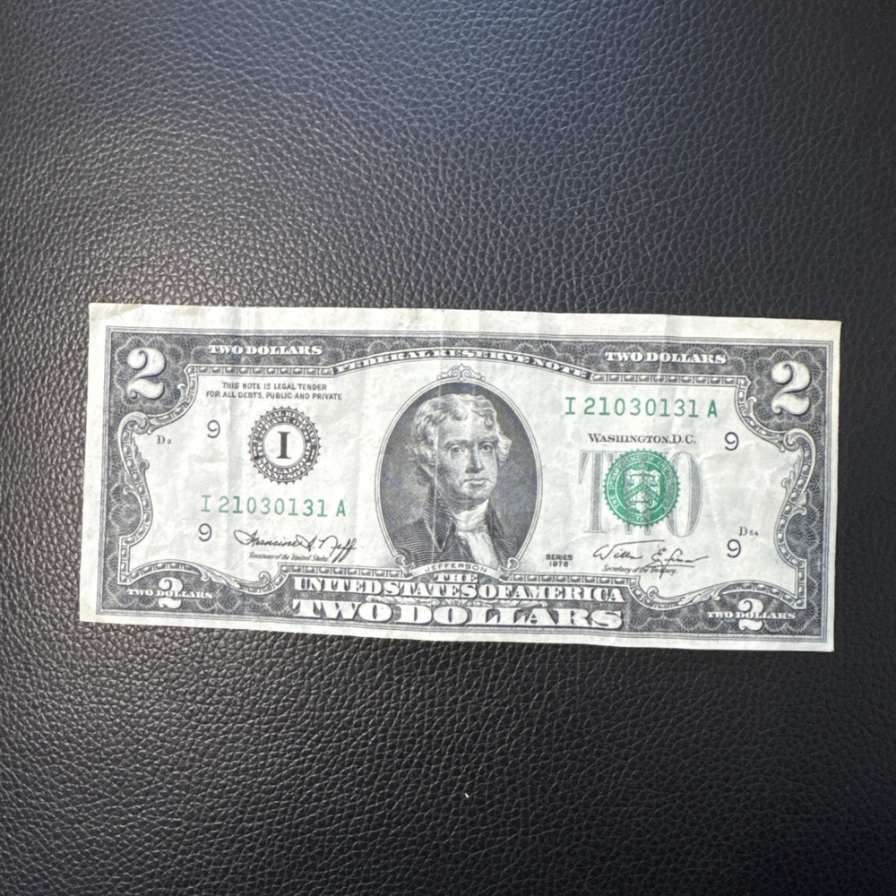 1976 Two Dollar Bill Misaligned Print. Error Note.
