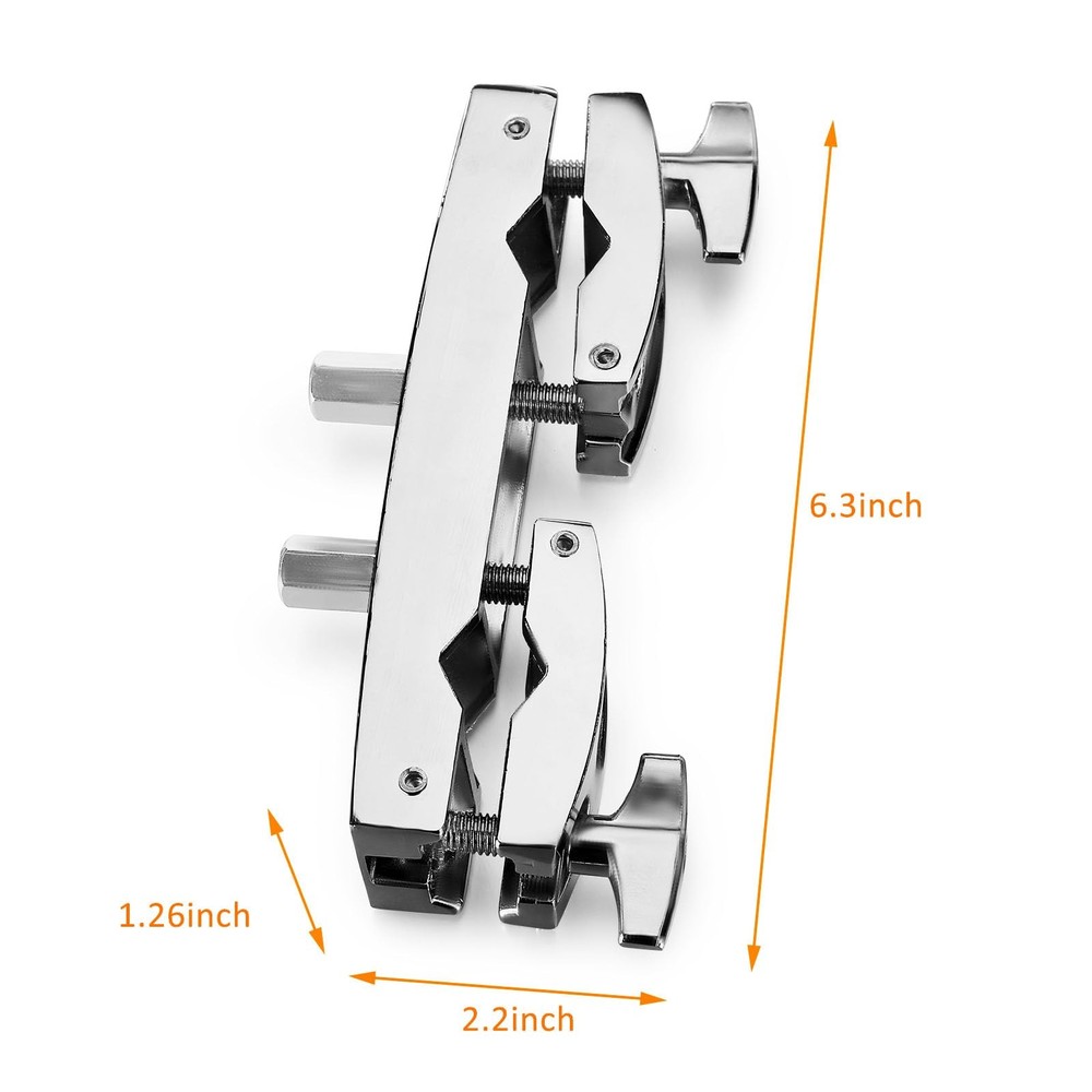 Cymbal Stand Multi-Clamp, Silver Drum Clamp Mount, Adjustable Percussion Drum