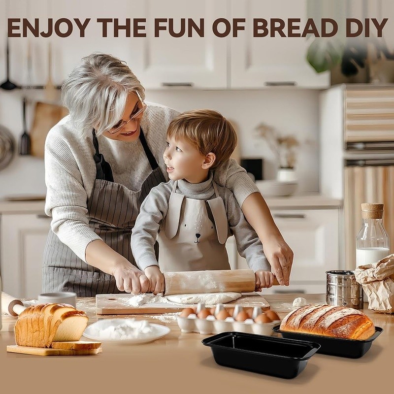 Premium Nonstick 6 Pack Bread Pans Set Oven Safe Durable Easy Clean Baking New