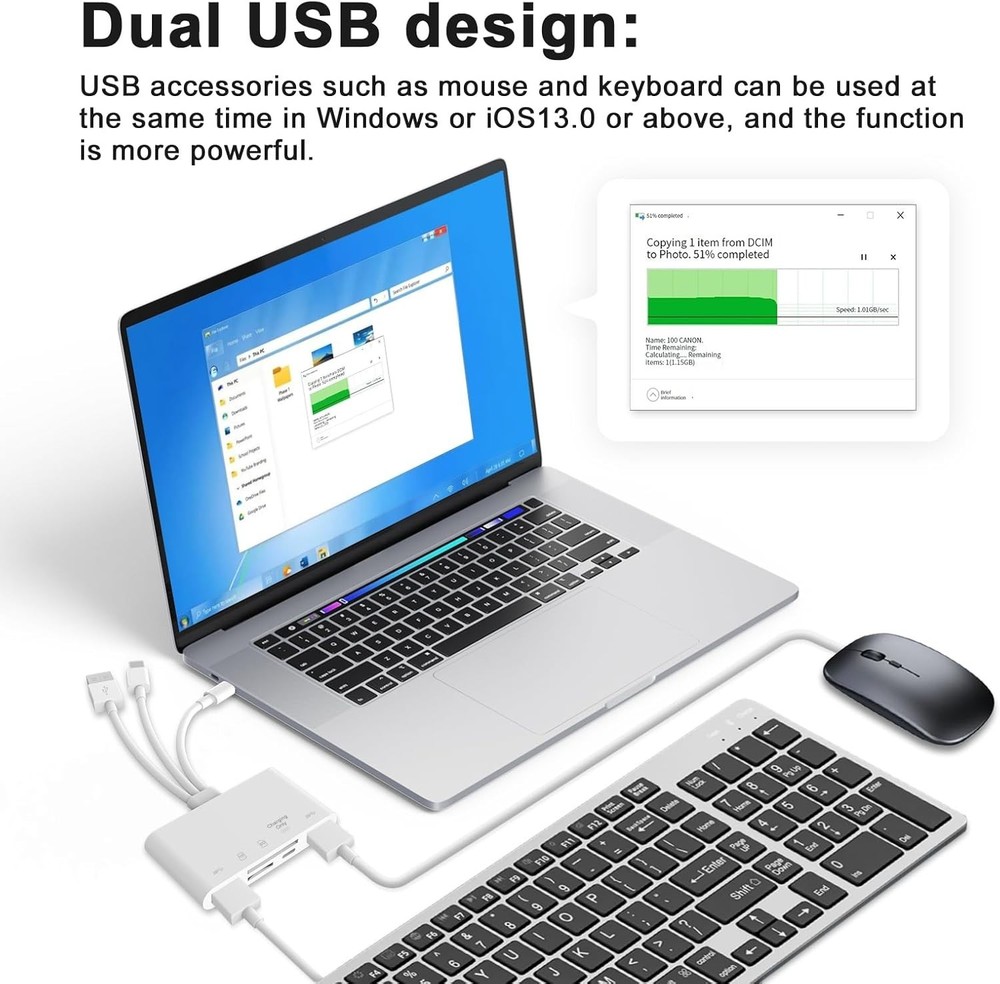 Plug and Play SD Card Reader for iPhone/iPad—Fast Transfer & Wide Compatibility