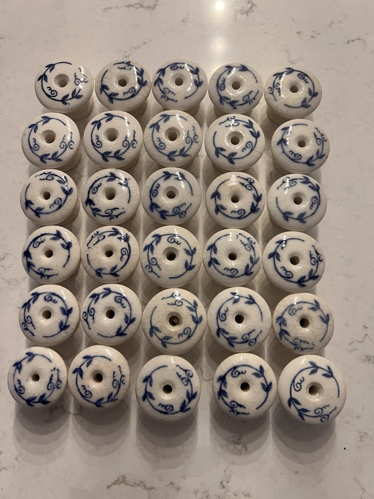 Vintage Blue And White Porcelain Drawer Knobs/Pulls  30 Available.