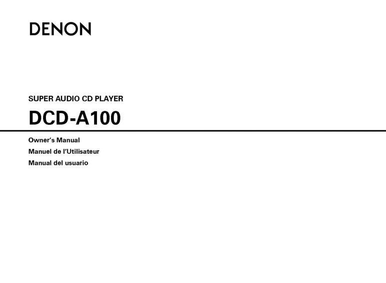 Denon DCD-A100 CD Player Owners Instruction Manual