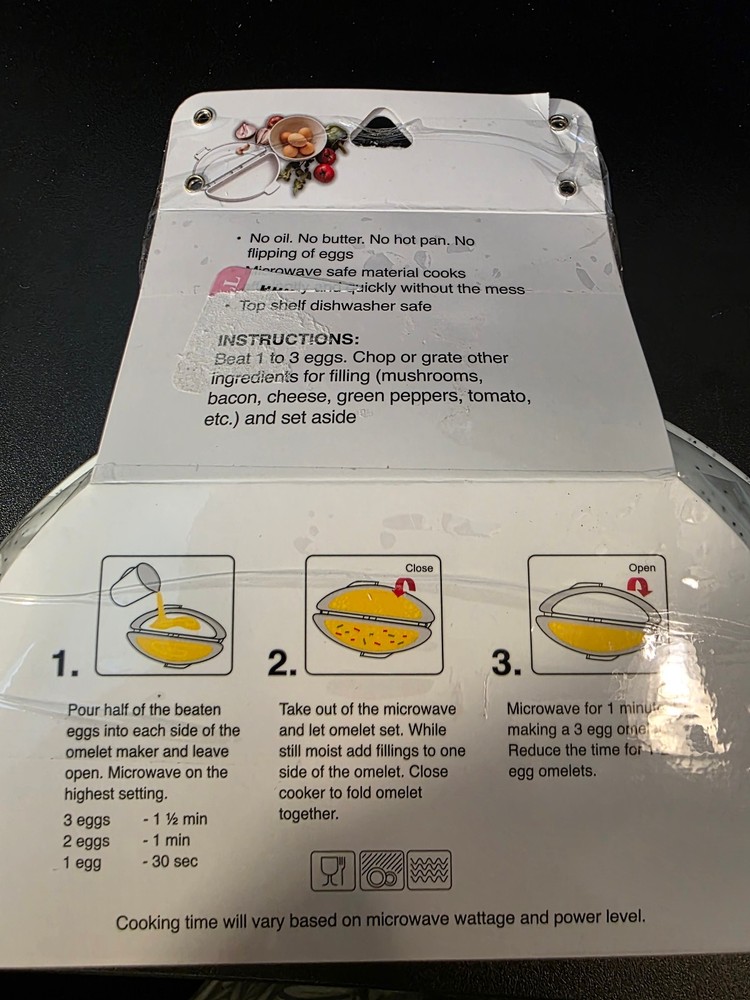 Microwave Nonstick Omelet Maker Quick & Easy Breakfast Dishwasher Safe Repkg