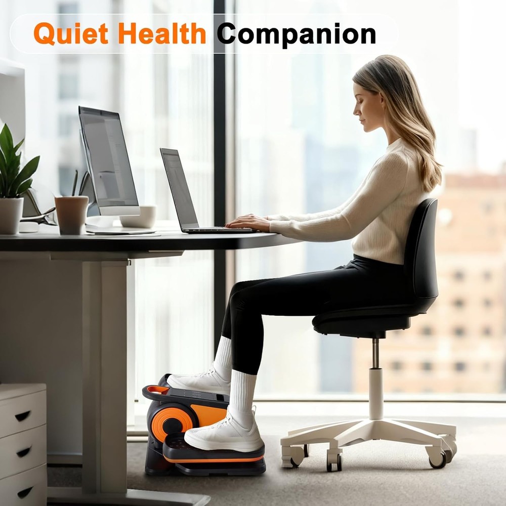 Under-Desk Elliptical Machine–Compact Quiet Mini Pedal Exerciser Adjust Speed