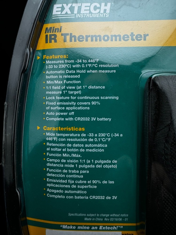 Extech IR100 Mini IR Thermometer, Measures Temperature