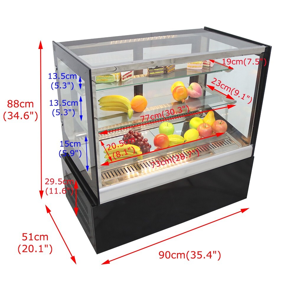 Desktop Refrigerated Cake Display Bakery Cake Cabinet Showcase w/Defogging 220V