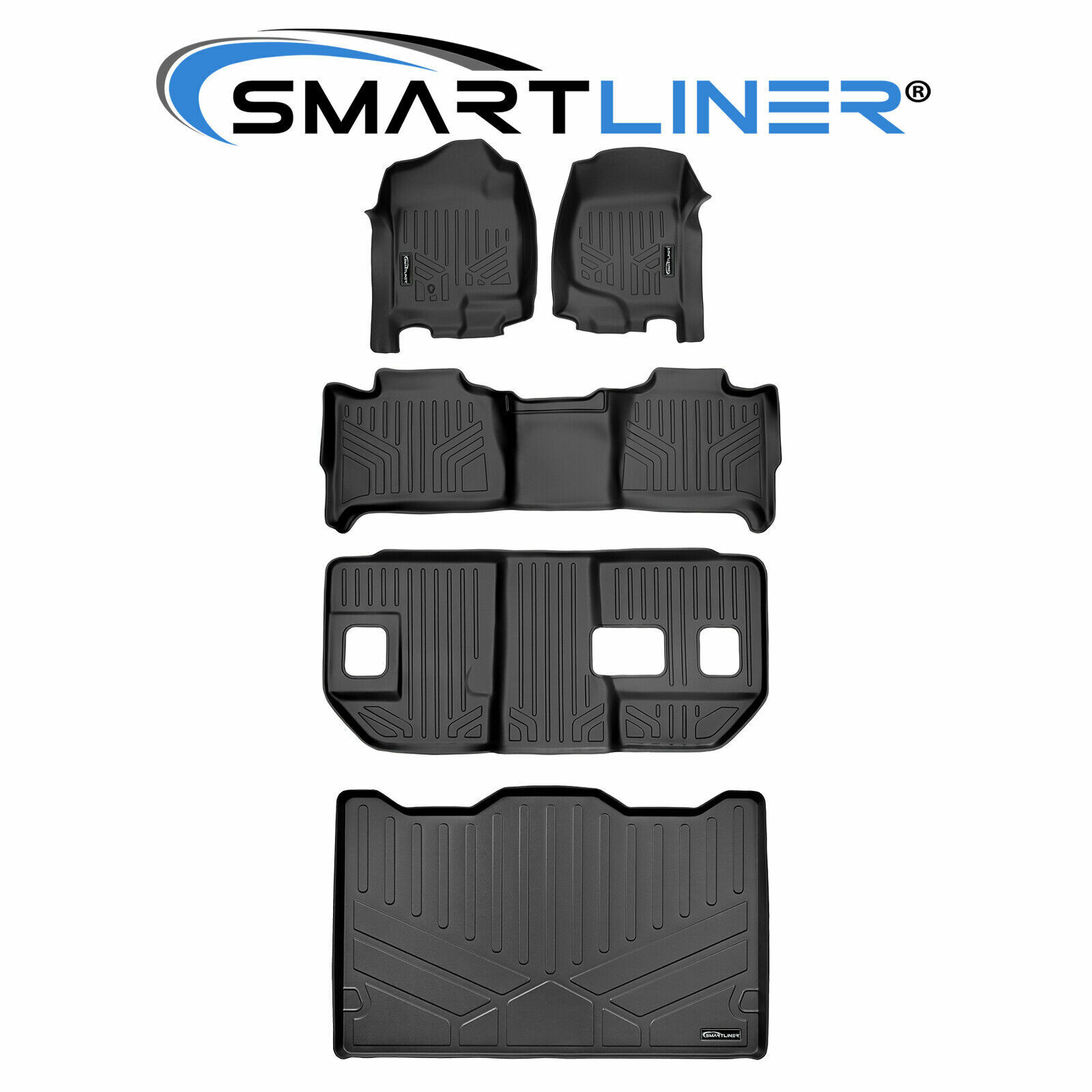 SMARTLINER Custom Fit Floor Mats 3 Rows & Cargo Liner 2007-14 Suburban/Yukon XL