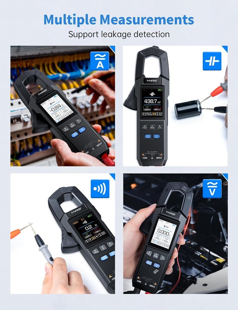 Digital Clamp Meter Multimeter TRMS AC/DC Voltage Current NCV 600A