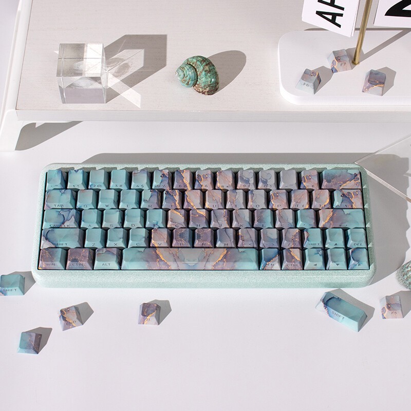 Pbt Green Marble Side Transparency Keycaps Cherry Profile For Cherry Mx Network