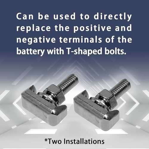 Car Battery Terminal Bolt, 2PCS Auto Cable Extender T-Bolt Nuts Replacement