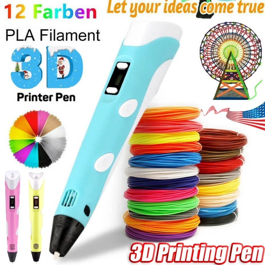 12 Color 3D Printing Pen 3D Drawing Pen with Led Display  Filament Kid Gift#- -