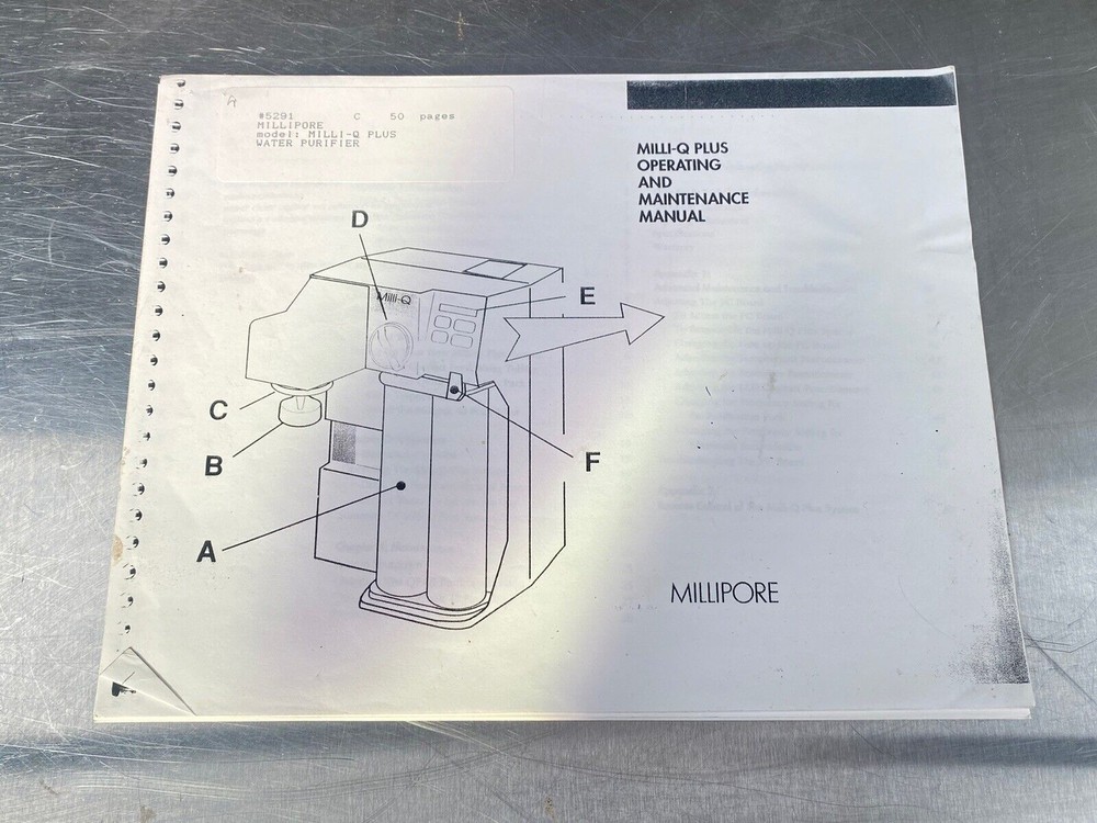 Millipore Milli-Q Plus Water Purifier - Users Manual / Guide Book