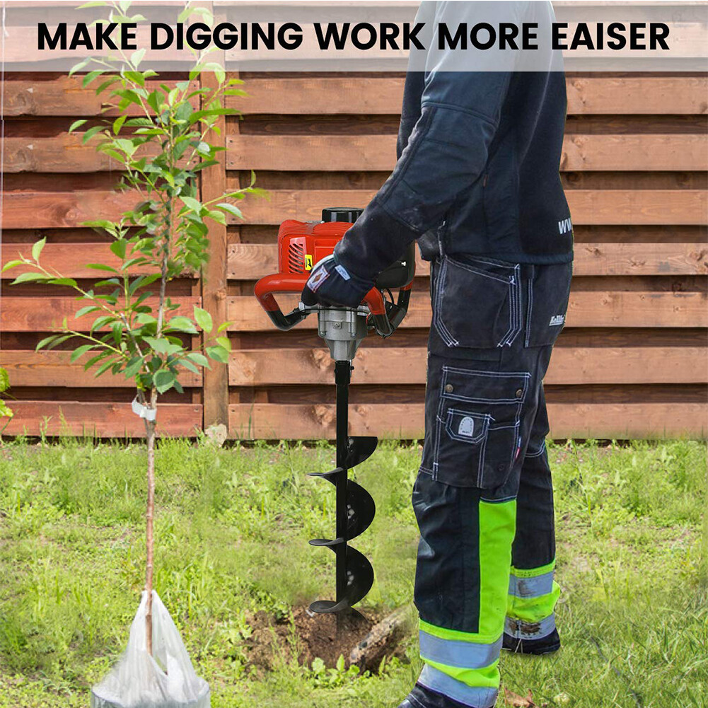 72CC 4HP Gas Powered Post Hole Digger With 4" 8" 12" Earth Auger Digging Engine