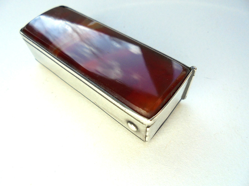 Antique Silver Agate Vesta Case