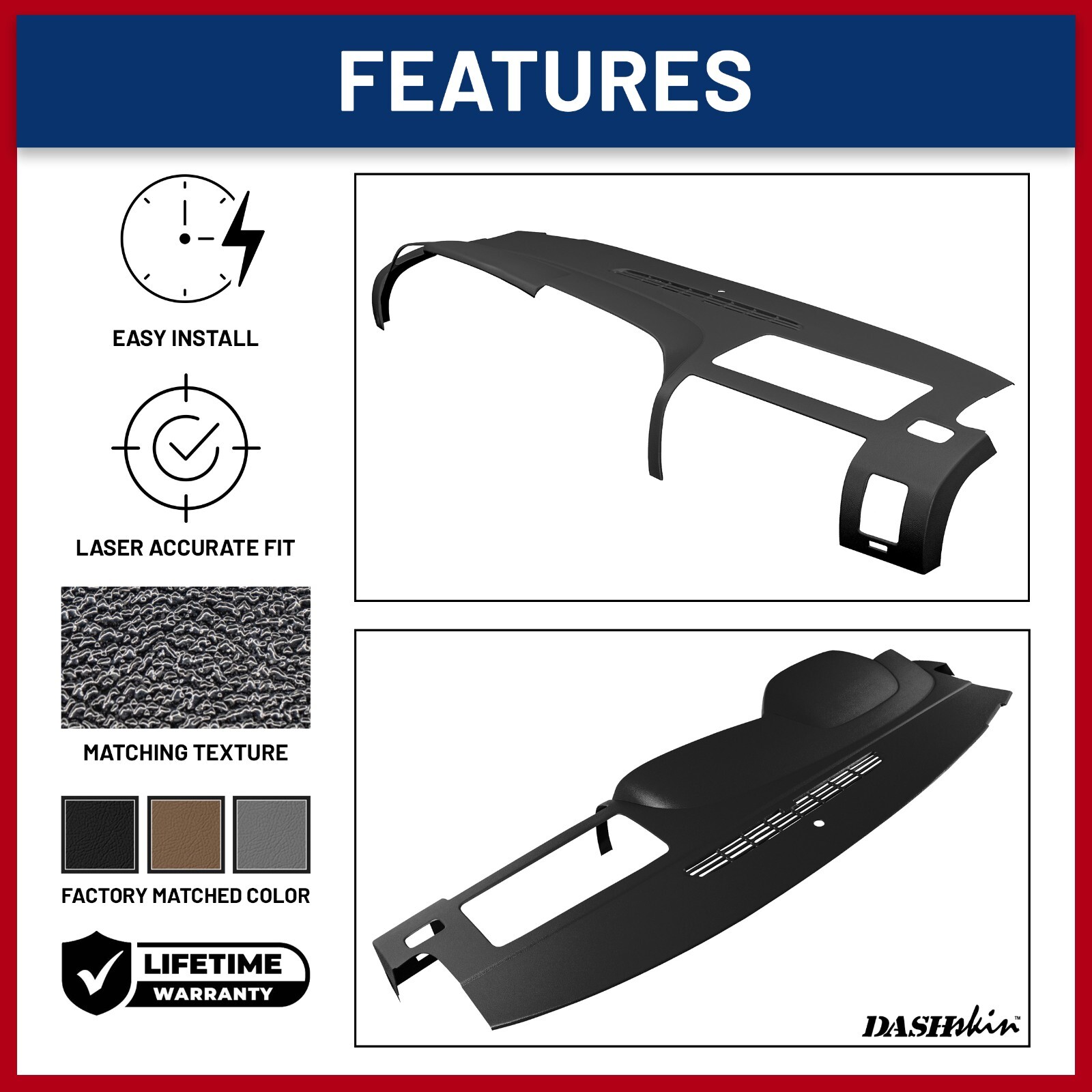 DashSkin Dash Cover for 07-13 Silverado Sierra with Dual Glovebox in Black