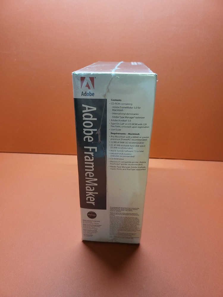 Rare Adobe FrameMaker 5.5 for Mac ~ Sealed ~ Not for Export w Bonus Sampler CD