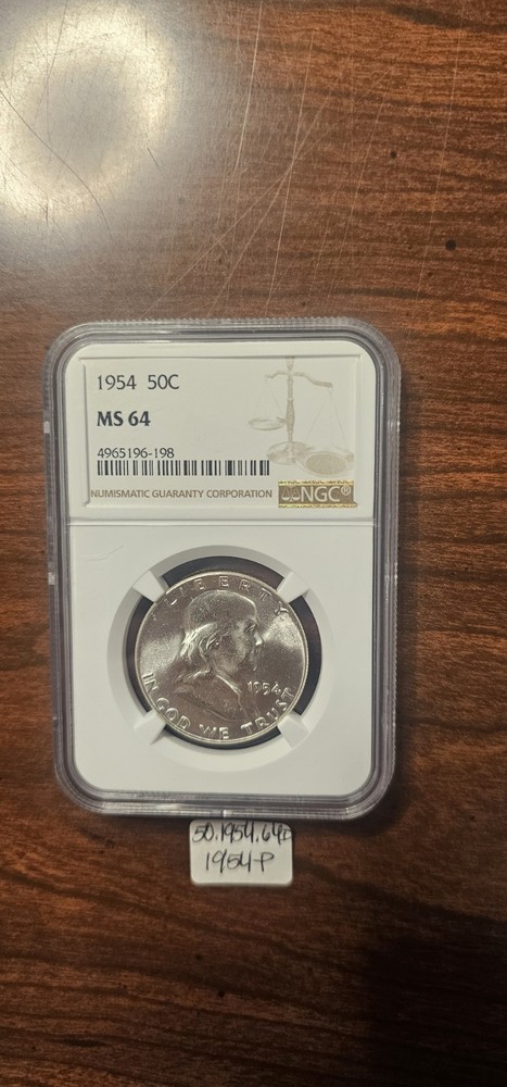 1954-P Franklin Half Dollars NGC MS64 Brilliant Uncirculated