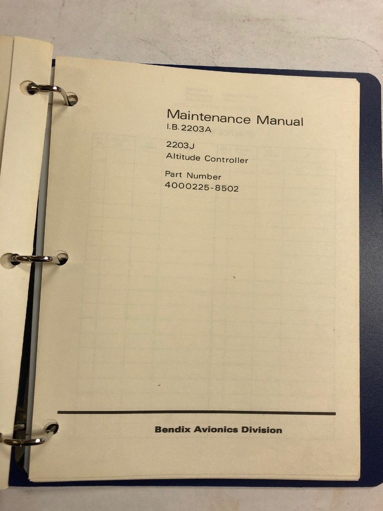 Bendix Altitude Controller 2203J Maintenance Manual -1975-Original