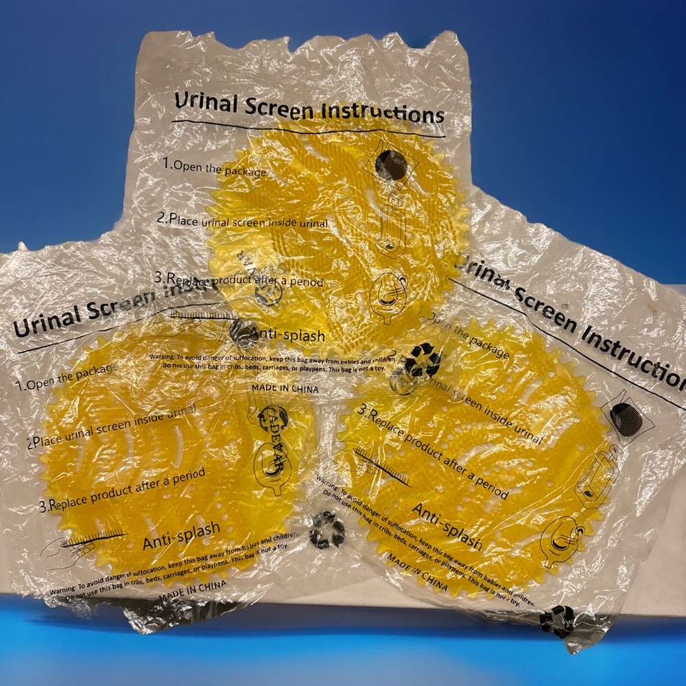 Urinal Toilet Screen Deoderize AntiSplash Cleaning Set Of 3 New In Package