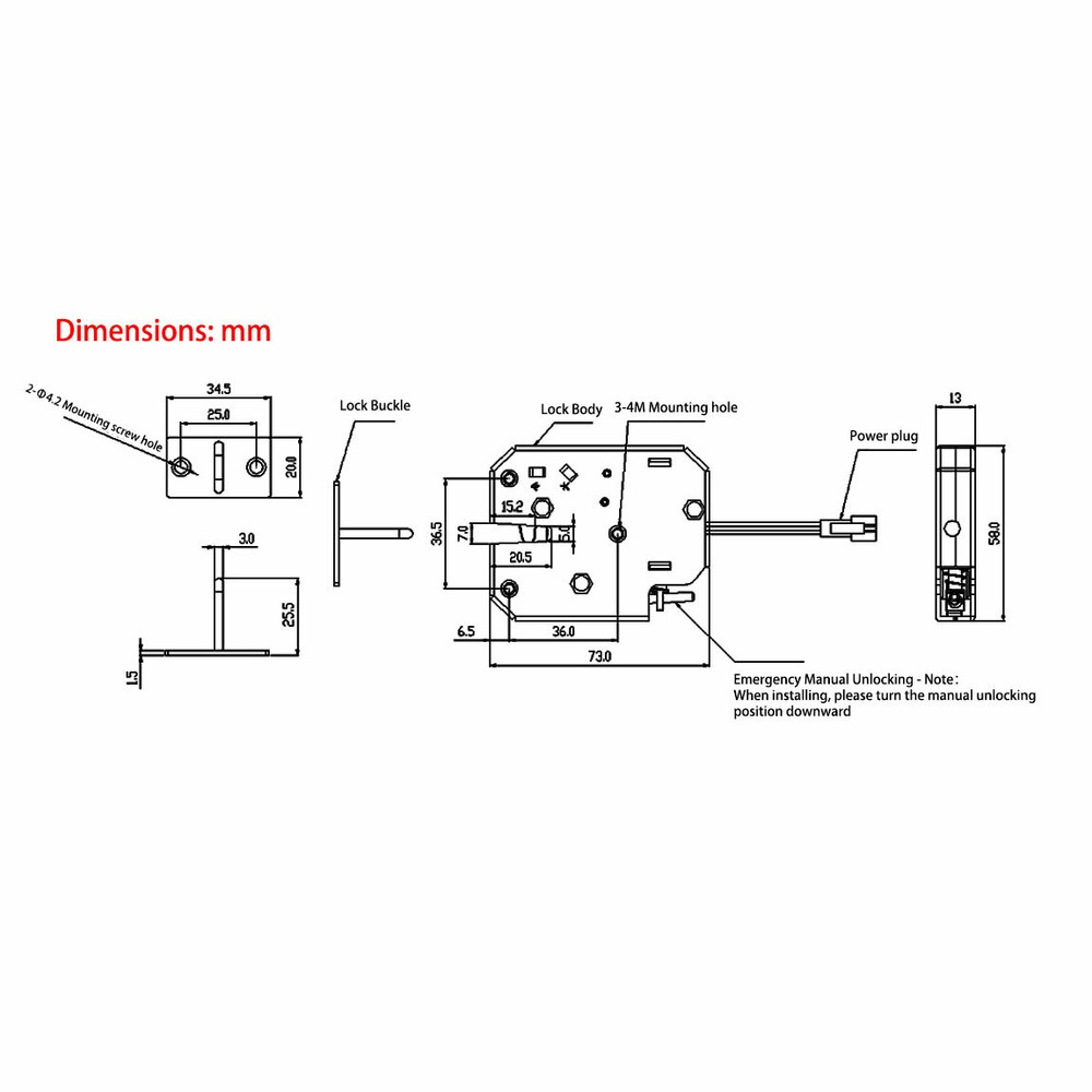 12V Mini Electric Magnetic Lock Door Access Control System Bolt Replacement Part