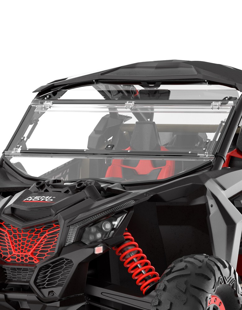 For Can-Am Maverick X3 2017- 2023 Flip Front Windshield Scratch Resistant Clear