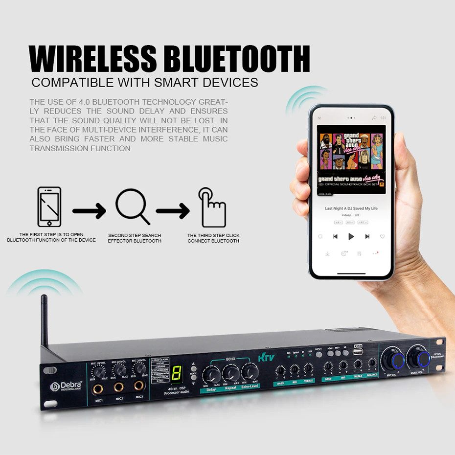 DSP Professional Audio Digital Processor KTV Karaoke Effect System NEW-