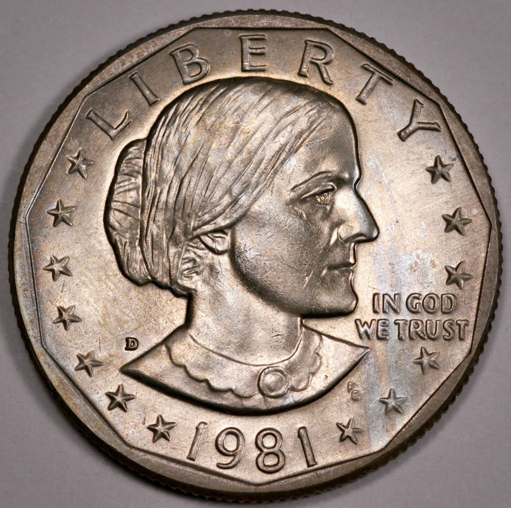 $1 1981 D SBA, lightly toned, Uncirculated UNC (E124)