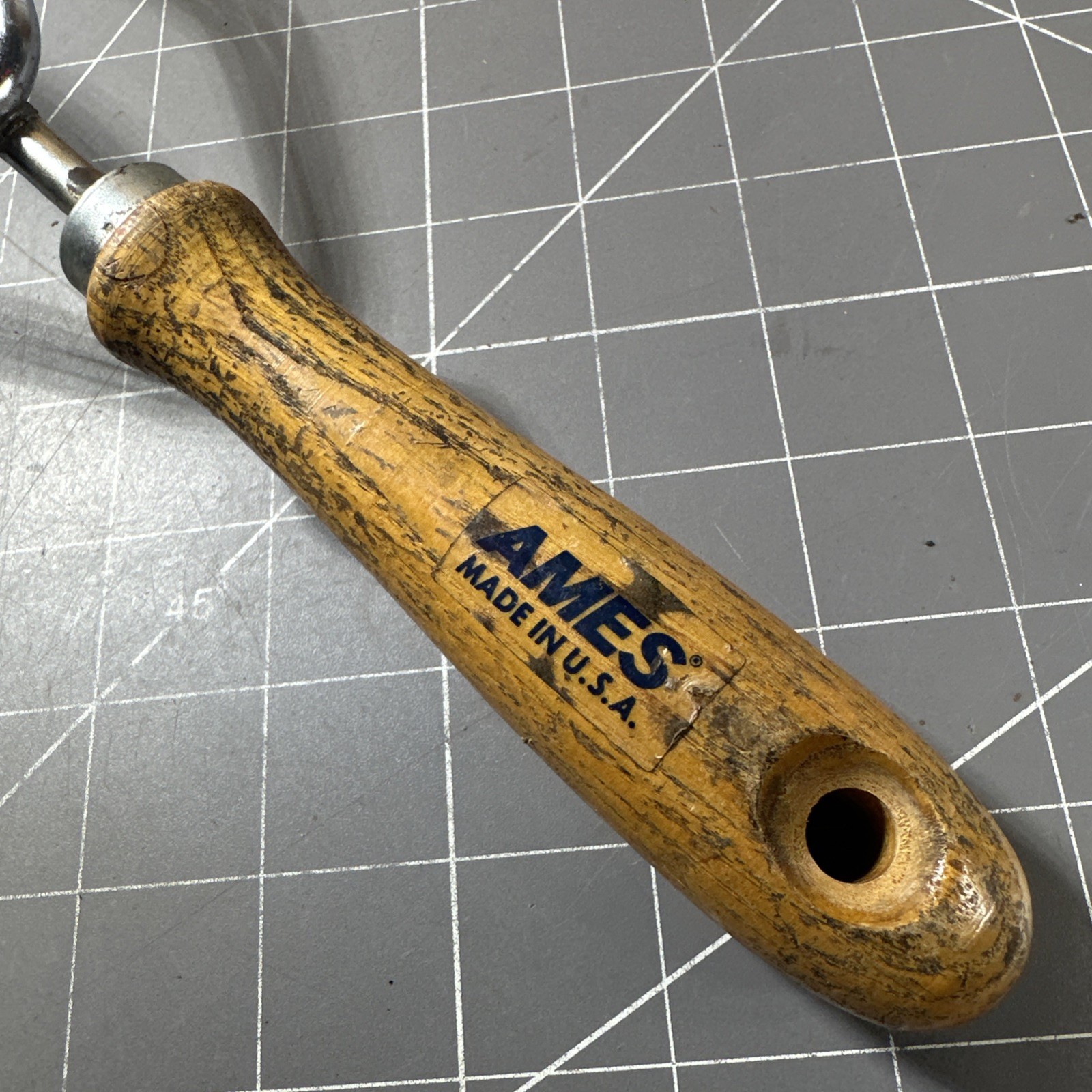Vintage AMES USA Steel Hand Cultivator Wood Handle PLANTING Gardening