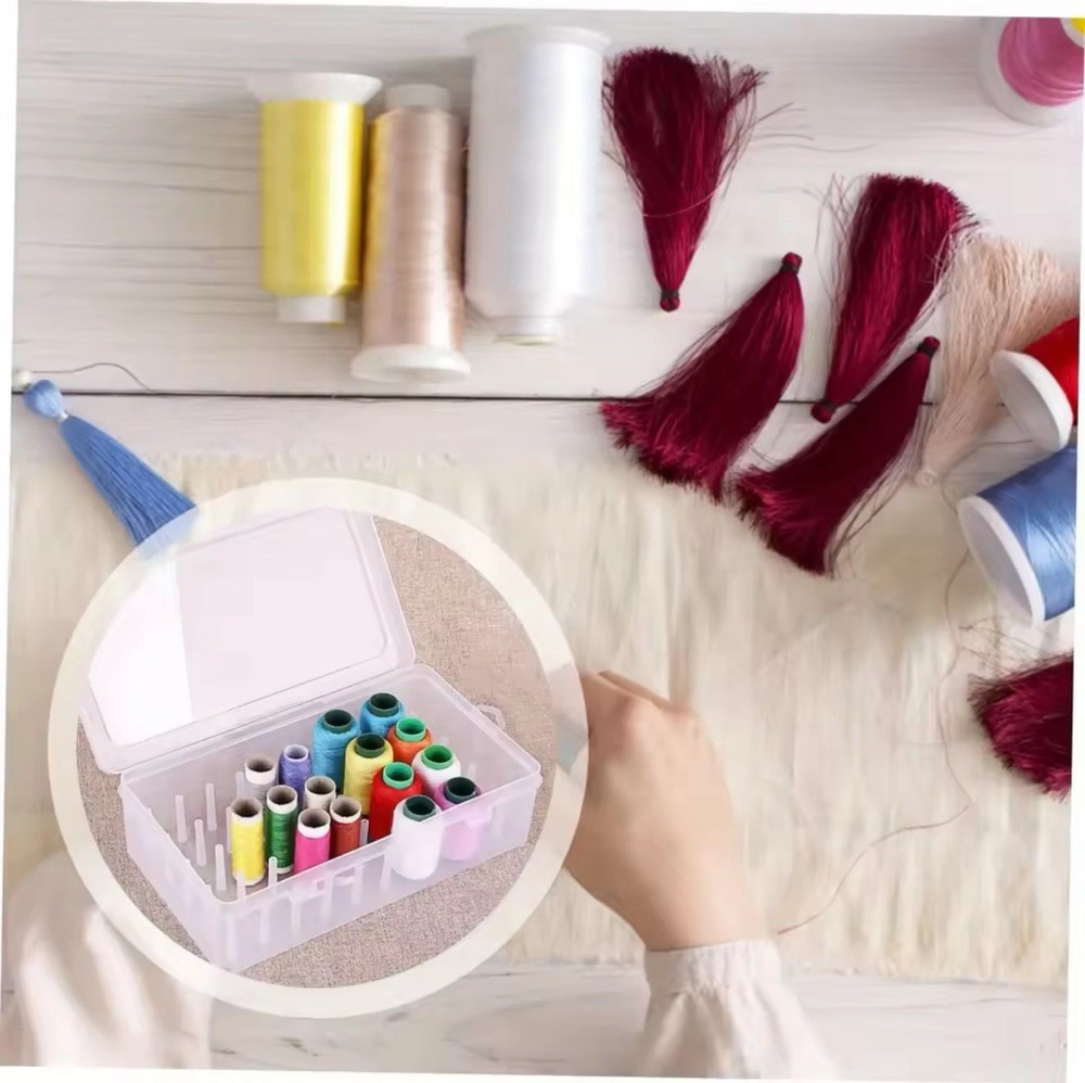 Embroidery Thread Storage Box – 42 Rolls, Clear Pp Plastic, Portable Design