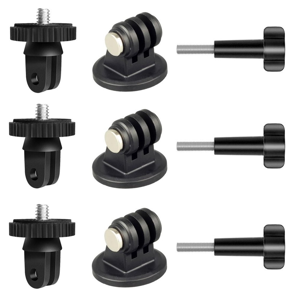 Action Camera Tripod Mount Adapter 1/4"-20 Conversion Large, Black