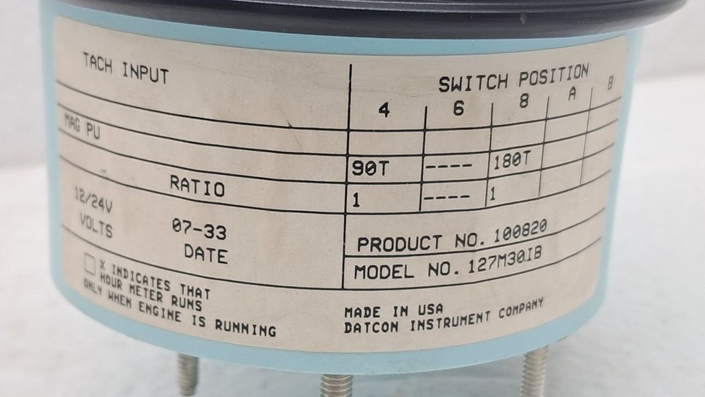 DATCON INSTRUMENT 103659 Tachometer 86mm 100820