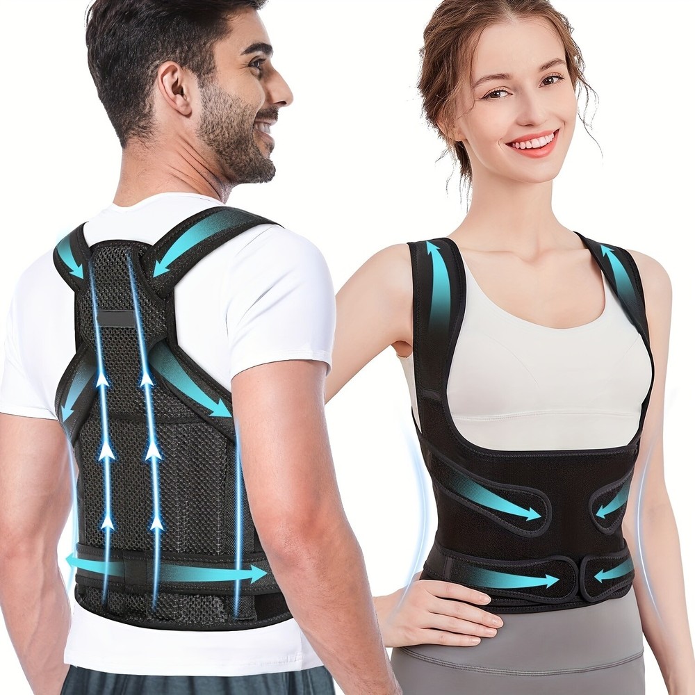 (S)Adjustable Black Posture Corrector - Work & Daily Back Care