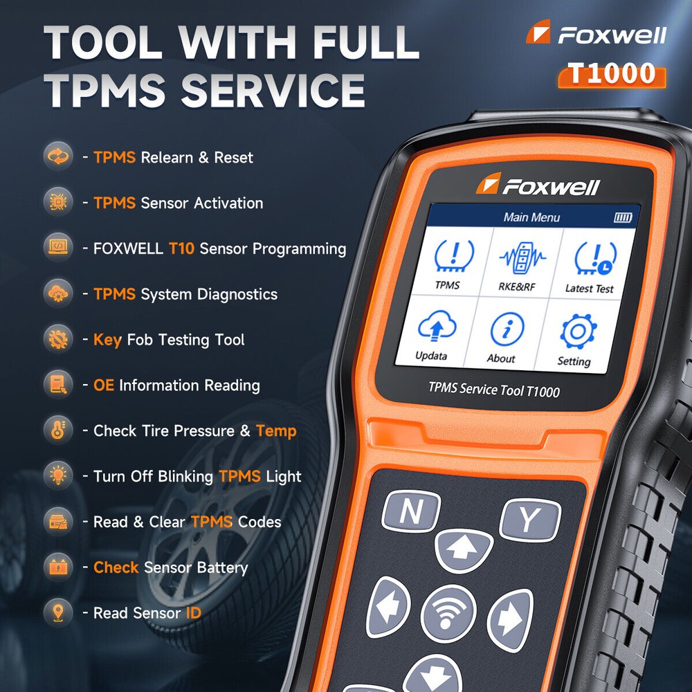 TPMS Reset Activation Tool Foxwell T1000 Universal Sensor Programming Diagnostic