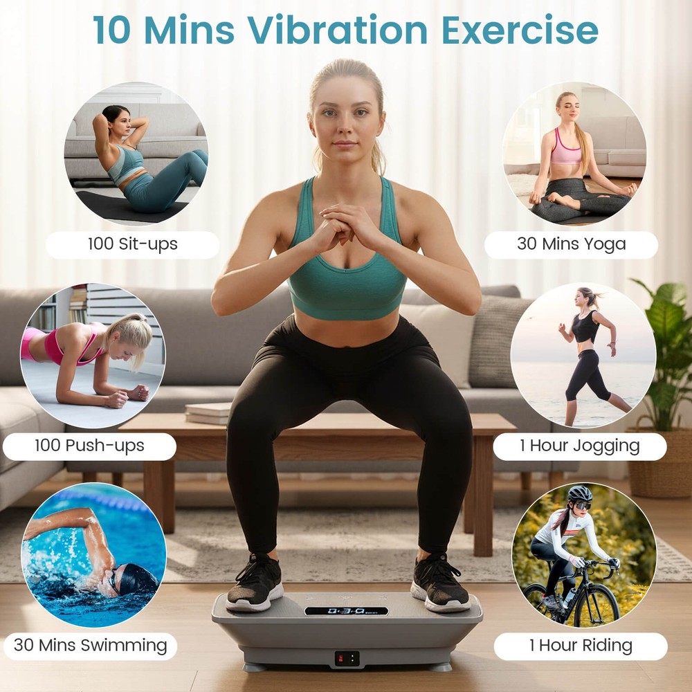Vibration Plate Exercise Machine w/ Gravity Sensor, Remote Control, Bluetooth
