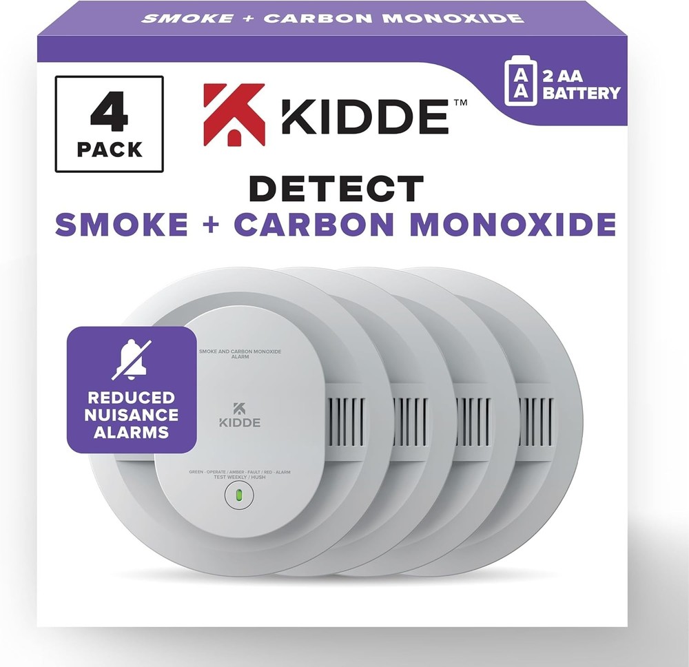 Smoke & Carbon Monoxide Detector, AA Battery Powered, LED Warning Light Indic...