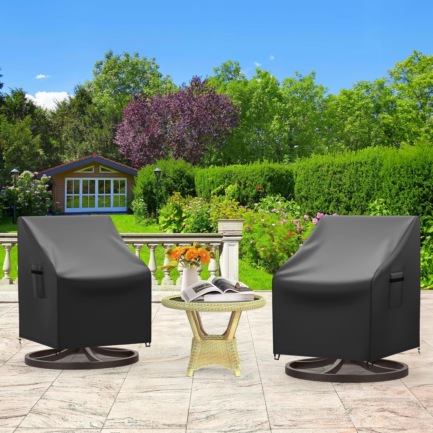 Outdoor Swivel Lounge Chair Cover Waterproof, 2 Pack Heavy Duty Patio Rocking Ch