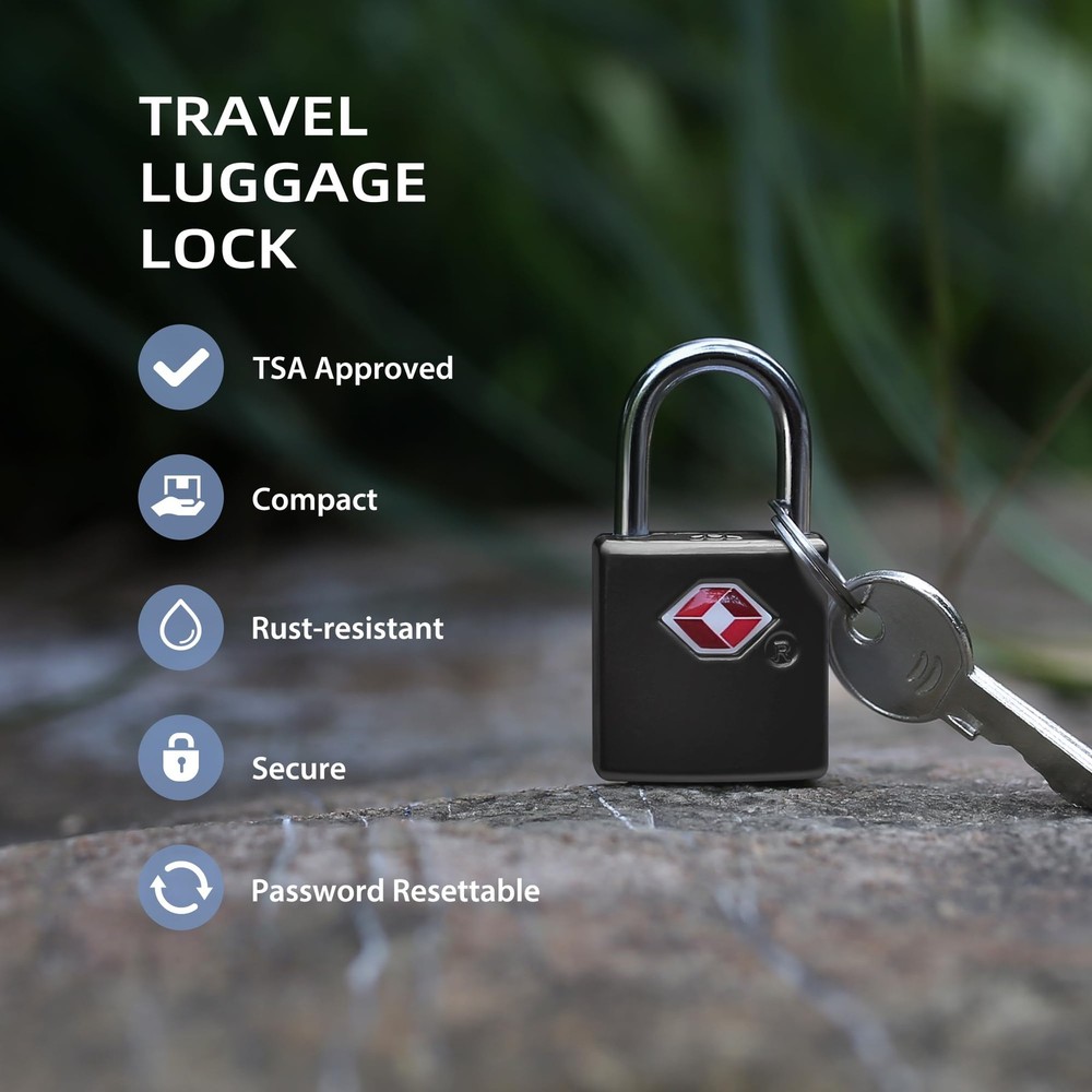 UP Security TSA Locks for Luggage with Keys, Approved Black