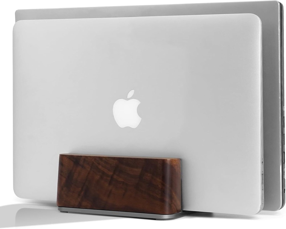 Vertical Laptop Stand for Desk - Holder MacBook and Solid Walnut