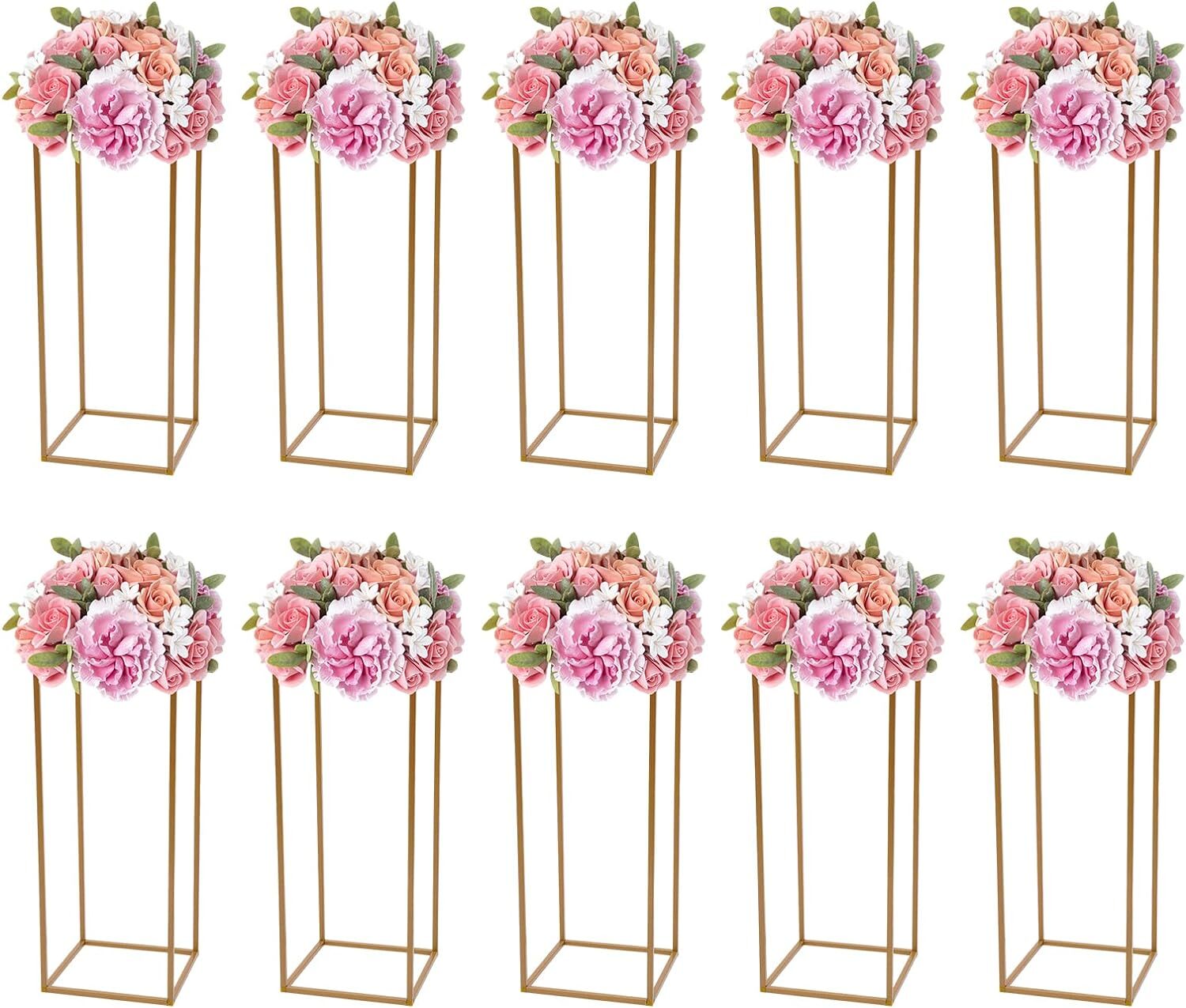 23.6in 10Pcs Tall Gold Metal Flower Stand for Wedding Table Centerpieces Decor