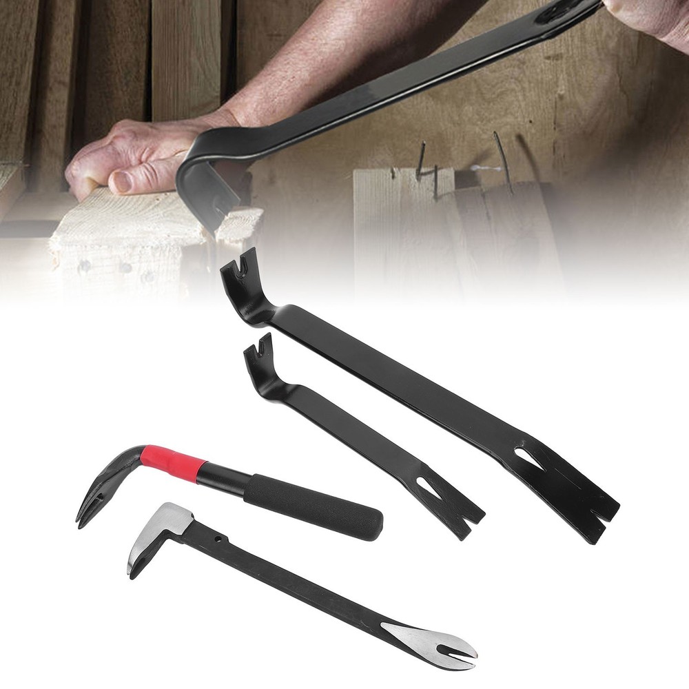 4 Pcs Nail Puller Pry Bar Set Multi Functional High Hardness Nail Puller Flat