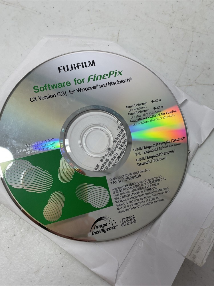 Fujifilm FinePix Digital SX Version 3.2a Software CD For Windows & MacIntosh CD