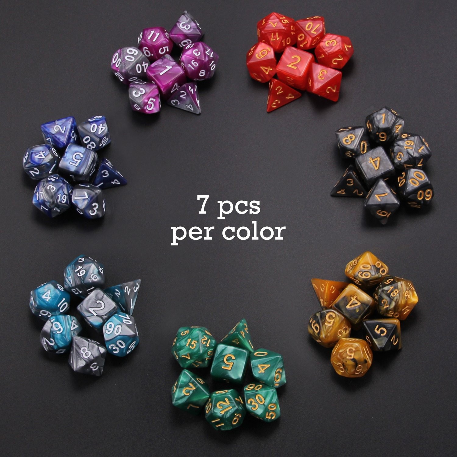 49PCS 7 Sets Polyhedral Dice for Dungeons & Dragons RPG