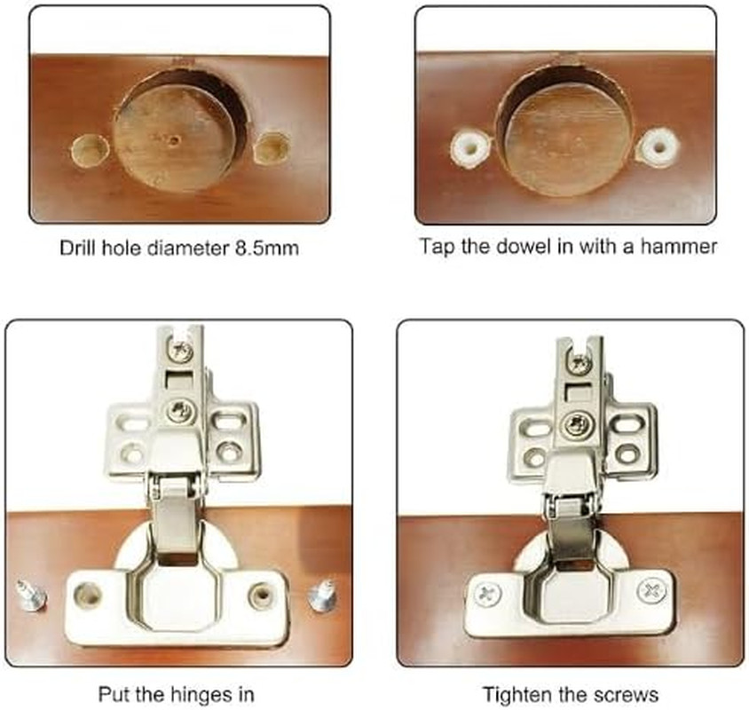 8mm Plastic Hinge Dowel Inserts with Screws, 50 Pcs