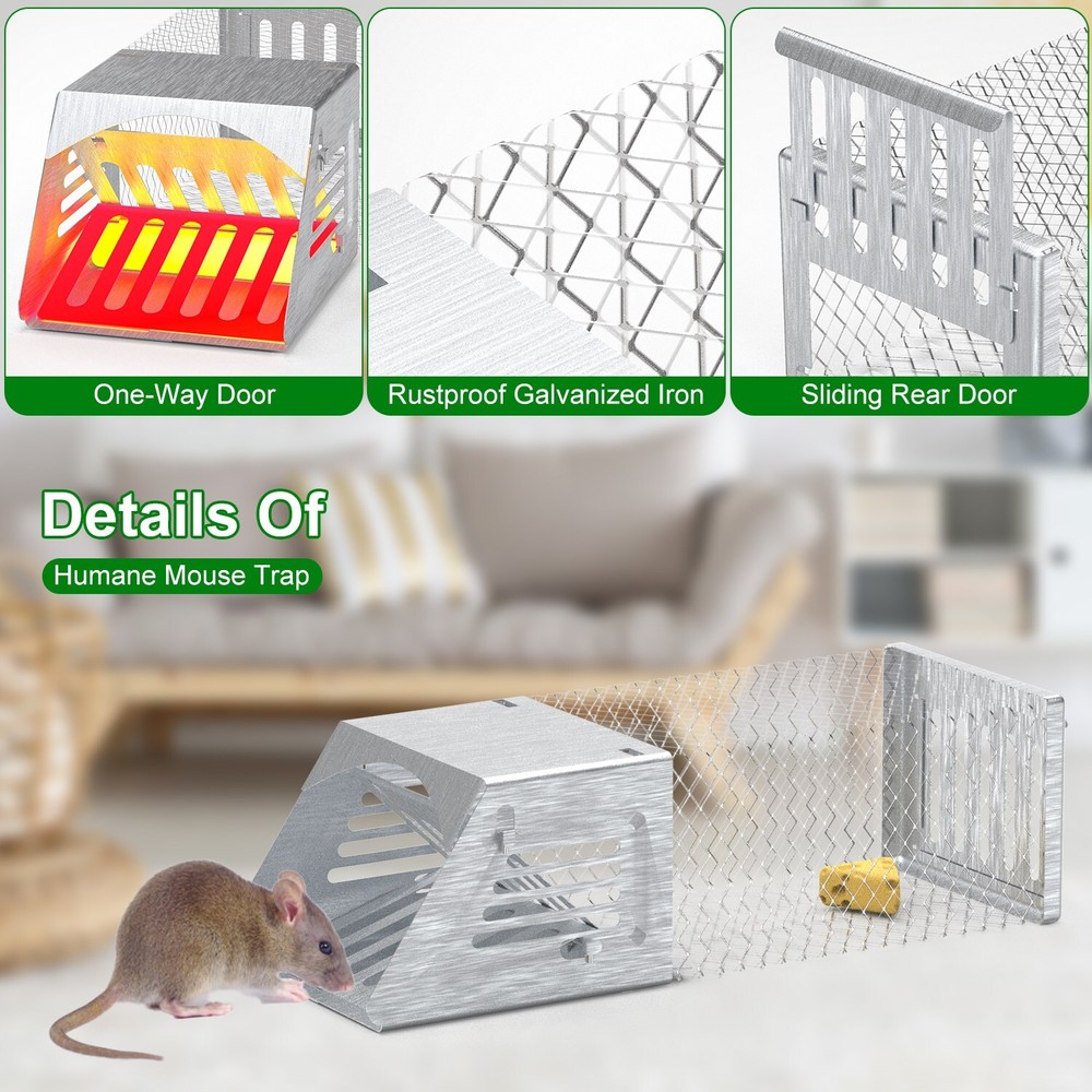 2Pcs Humane Mouse Trap Cage No Assembly Need Automatic Continuous Rat Trap