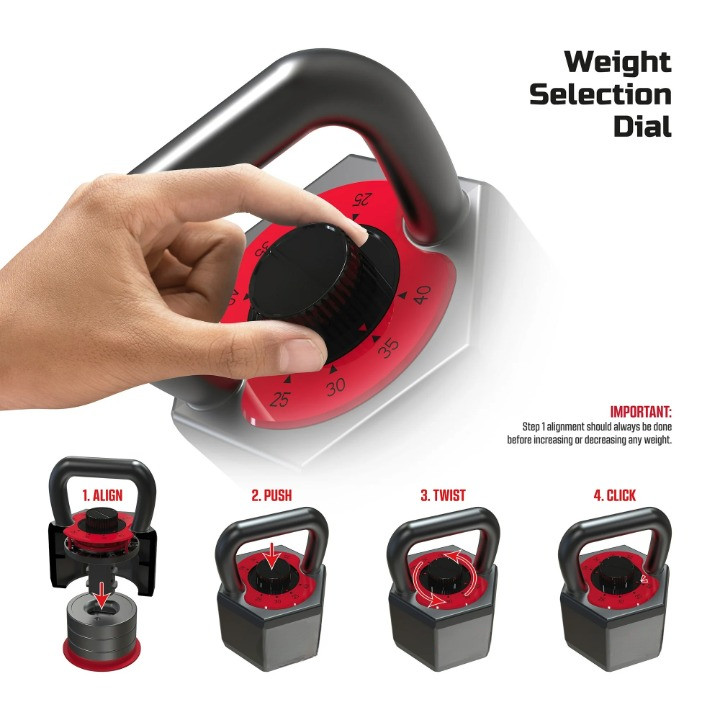 Adjustable SmartStack Kettlebell 25–40 lb – Wide Handle, Quick-Select Home Gym