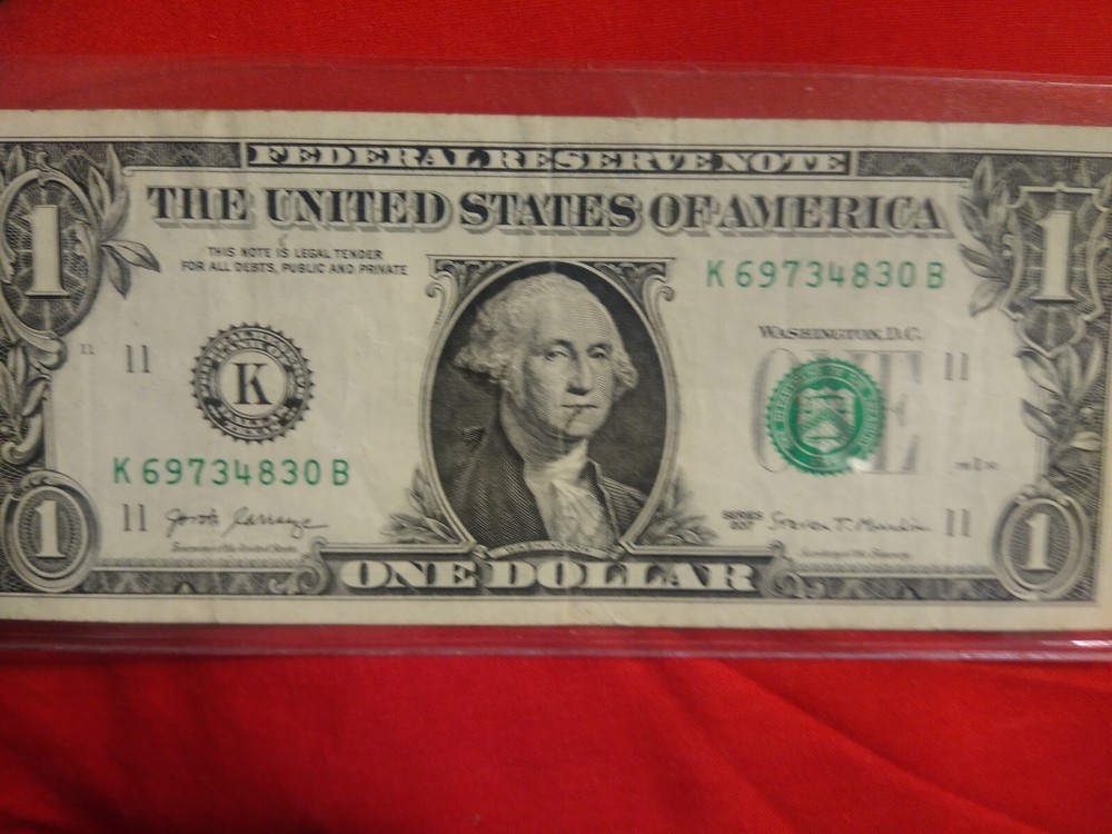 2017-Series"Mint Error" $1.00 Bill Noten"K 69734830 B
