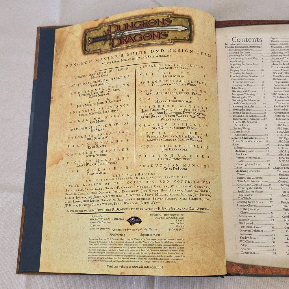 D&D Dungeons & Dragona Master's Guide Core Rulebook 2 First Printing 2000