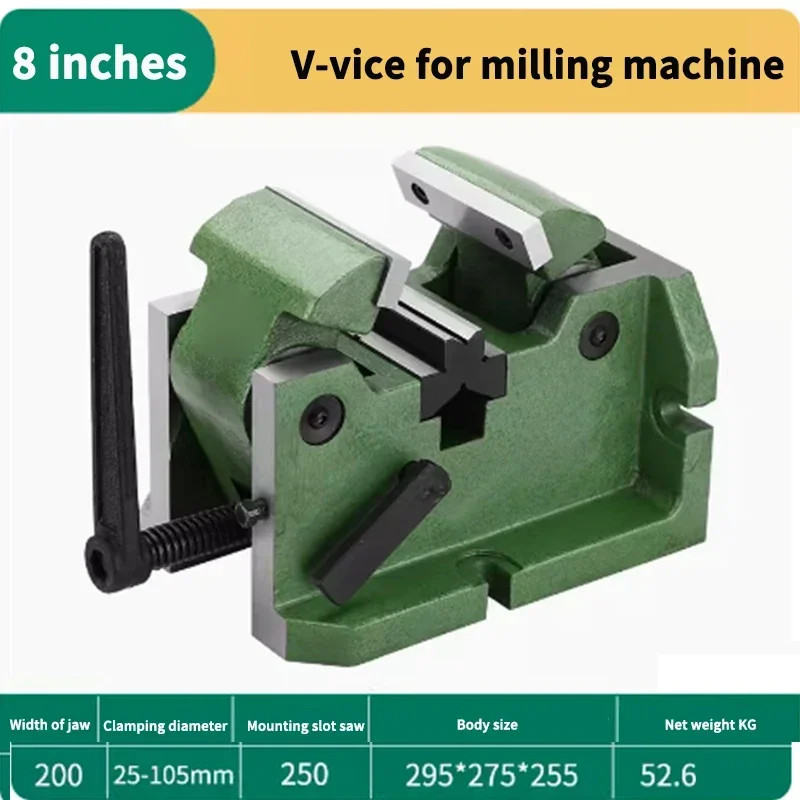 8 Inch Milling Machine V-Shaped Vise Vertical Horizontal Bench Vice Flat Plier