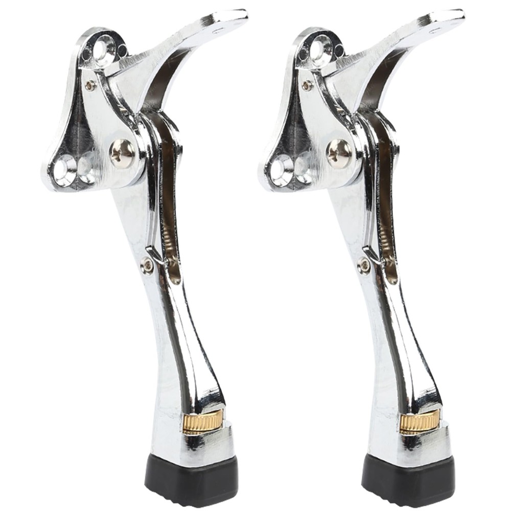 2 Packs 4 Inches Silver Kickdown Door Stopper One Touch Adjustable Height
